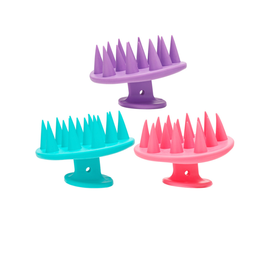 BeautéSync® Scalp Exfoliator & Shampoo Salon Brush front view silicone hair massager with ergonomic handle and soft bristles for deep cleansing and dandruff removal